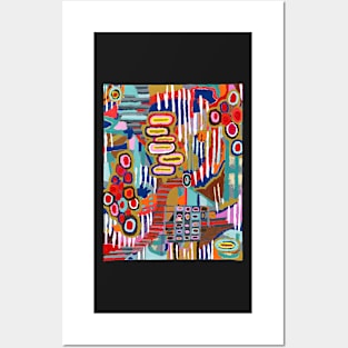 FESTIVE JOYFUL COLORFUL VIBRANT GEOMETRIC PAINTING - Original Artwork Posters and Art